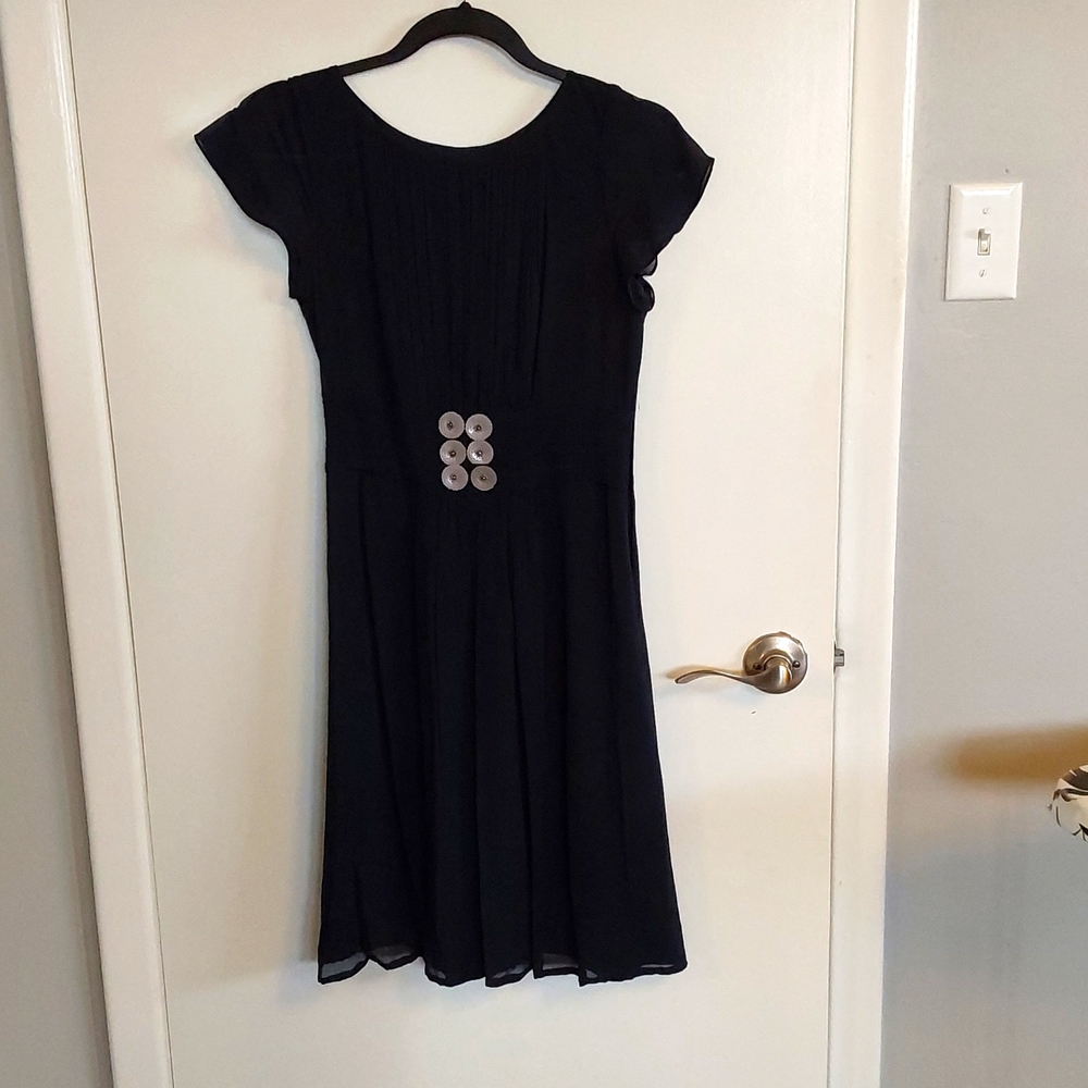 Boden navy flutter sleeve dress - size 6